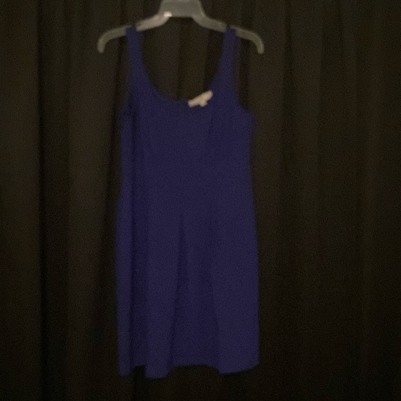 Loft Dark Purple Sleeveless Empire-Waist Pleated Mid-Length Dress sz 4 - Picture 3 of 16